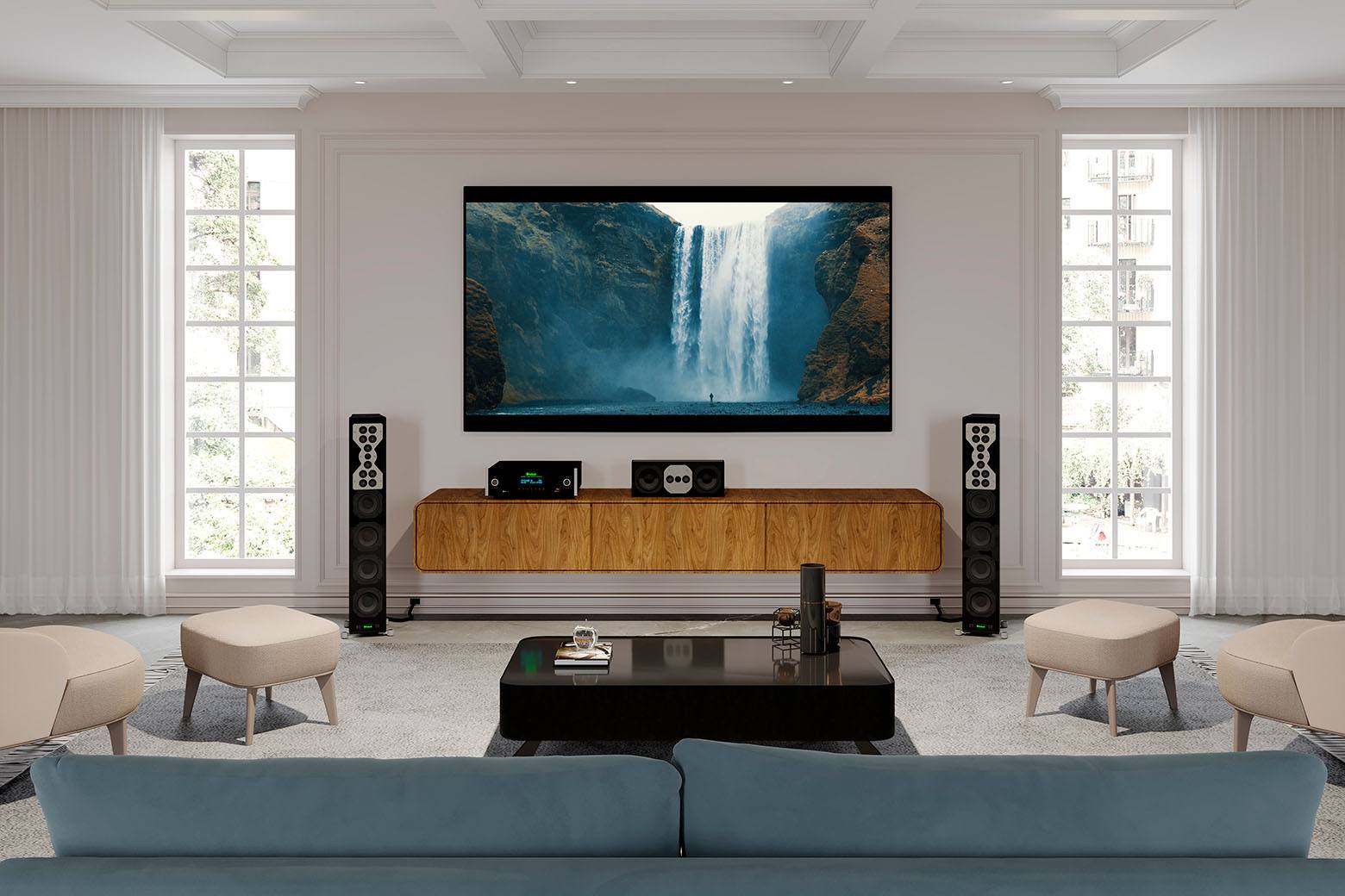 McIntosh MHT300 Ev Sinema Alıcısı bir oturma odasında